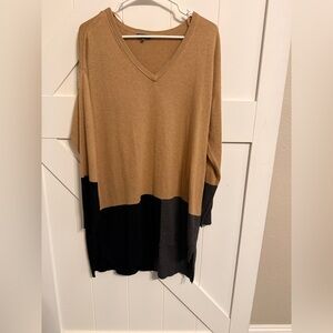 Vince Camuto Tan V-Neck Sweater Tunic 1X